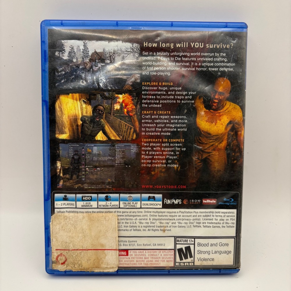 7 Days to Die Sony PlayStation 4 PS4 Survival Horde Crafting Game Telltale Games - Picture 2 of 4